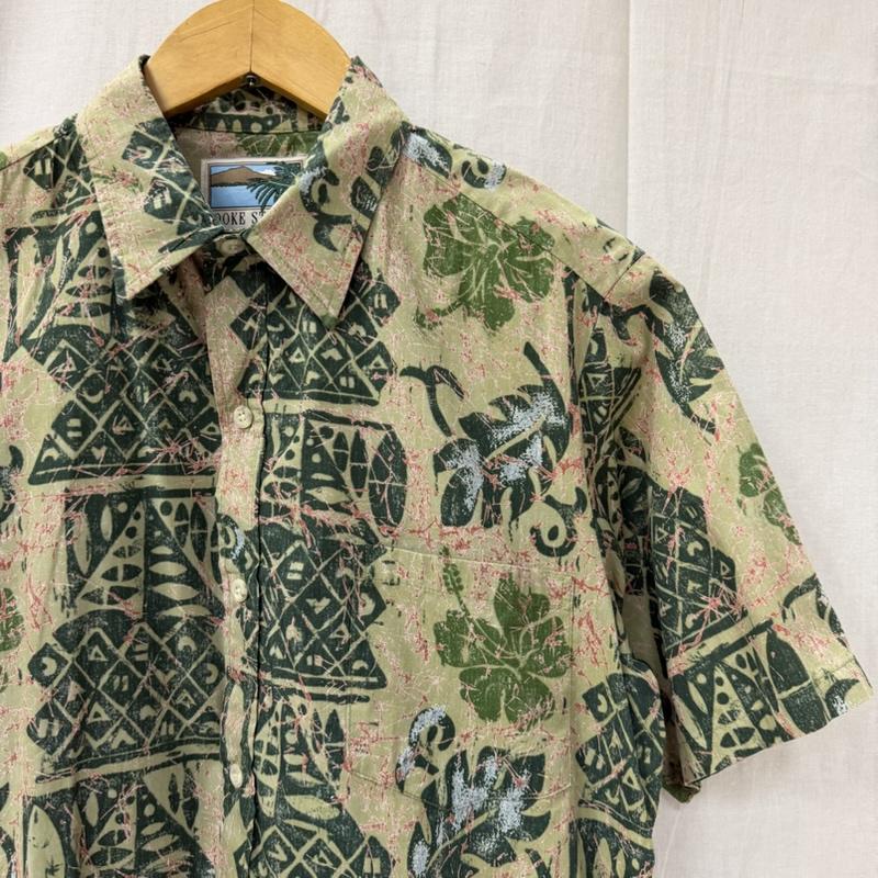 ＵＳフルギ US古着 シャツ、ブラウス 半袖 cooke street アロハシャツ USA製 green M ボタニカル柄 M 総柄 緑 / グリーン / green メンズ USED 古着 中古 50164436