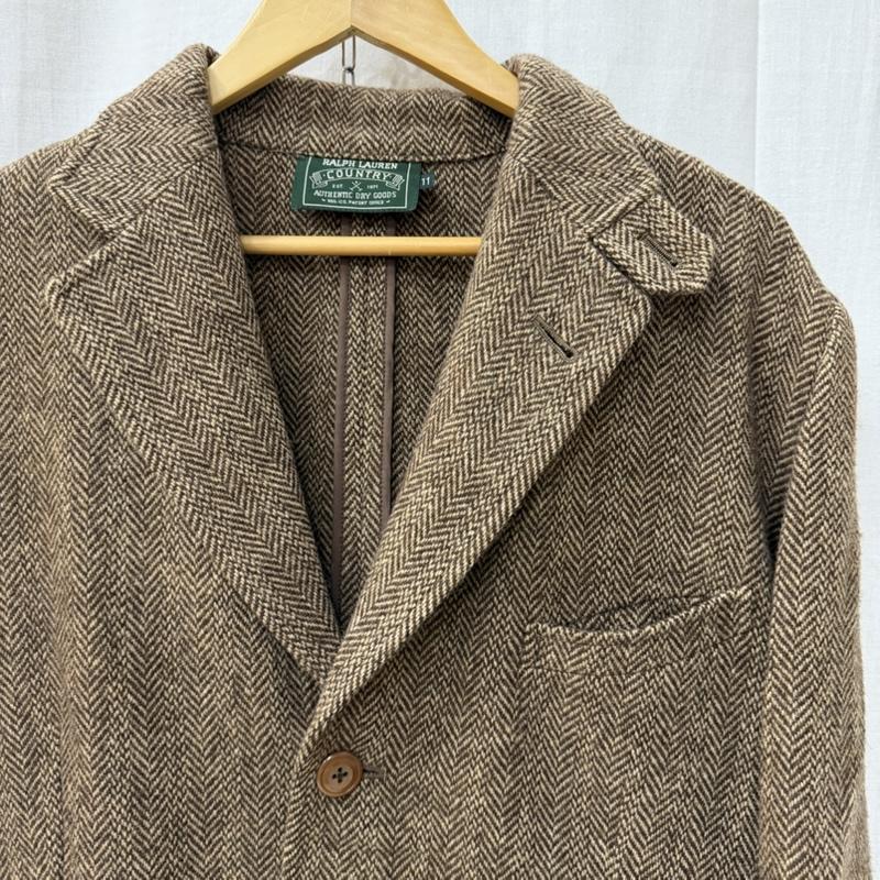 ラルフローレン RALPHLAUREN ジャケット、上着 ジャケット、ブレザー RALPHLAUREN COUNTRY ツイード テーラードジャケット エルボーパッチ brown 11号 11号 無地 茶 / ブラウン / brown メンズ USED 古着 中古 50164439