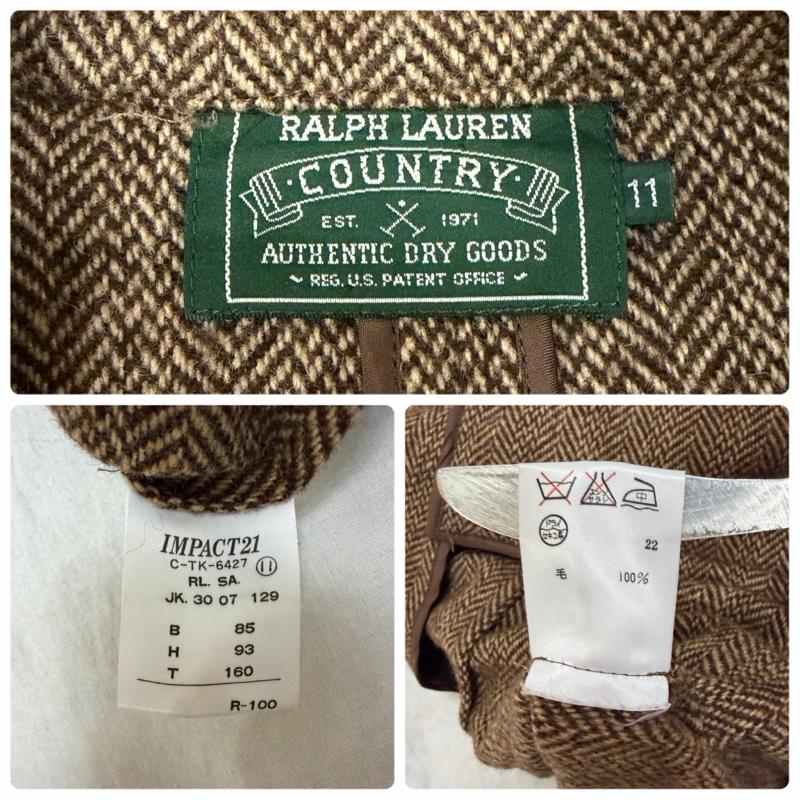 ラルフローレン RALPHLAUREN ジャケット、上着 ジャケット、ブレザー RALPHLAUREN COUNTRY ツイード テーラードジャケット エルボーパッチ brown 11号 11号 無地 茶 / ブラウン / brown メンズ USED 古着 中古 50164439