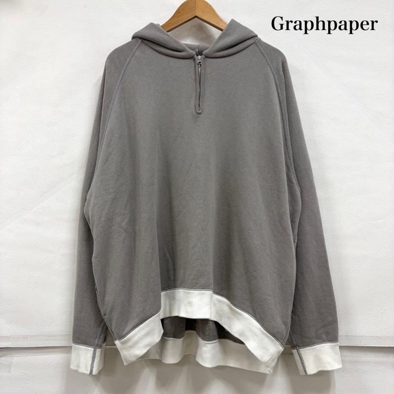 グラフペーパー Graphpaper パーカー 長袖 LOOPWHEELER ループウィラー GU201-70171B HALF ZIP PARKER ハーフジップ パーカー スウェット フーディ 2 無地 灰 / グレー / gray X 白 / ホワイト / white メンズ USED 古着 中古 50164445