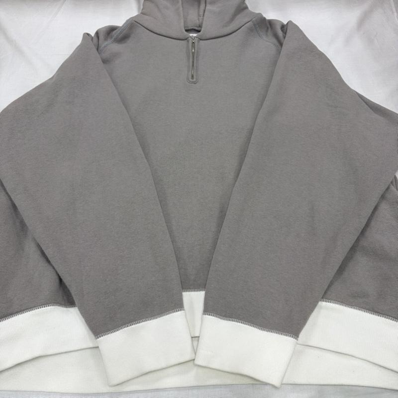 グラフペーパー Graphpaper パーカー 長袖 LOOPWHEELER ループウィラー GU201-70171B HALF ZIP PARKER ハーフジップ パーカー スウェット フーディ 2 無地 灰 / グレー / gray X 白 / ホワイト / white メンズ USED 古着 中古 50164445