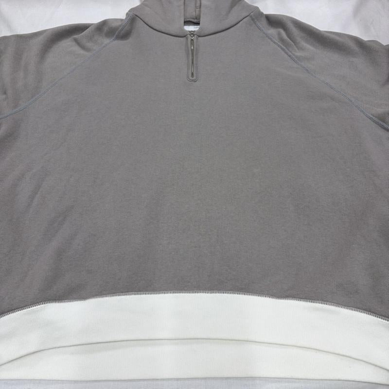グラフペーパー Graphpaper パーカー 長袖 LOOPWHEELER ループウィラー GU201-70171B HALF ZIP PARKER ハーフジップ パーカー スウェット フーディ 2 無地 灰 / グレー / gray X 白 / ホワイト / white メンズ USED 古着 中古 50164445