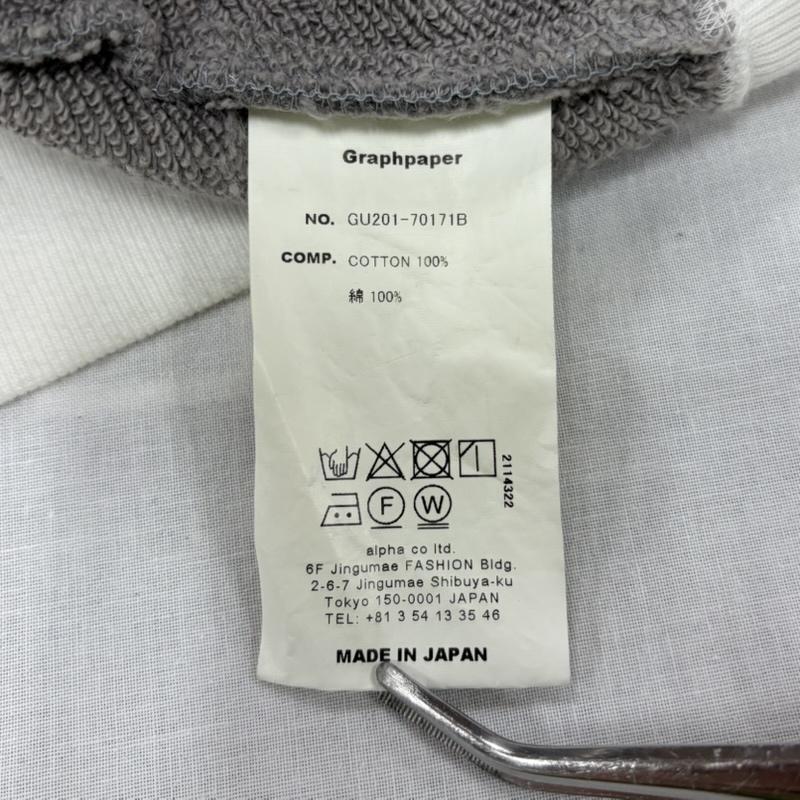 グラフペーパー Graphpaper パーカー 長袖 LOOPWHEELER ループウィラー GU201-70171B HALF ZIP PARKER ハーフジップ パーカー スウェット フーディ 2 無地 灰 / グレー / gray X 白 / ホワイト / white メンズ USED 古着 中古 50164445