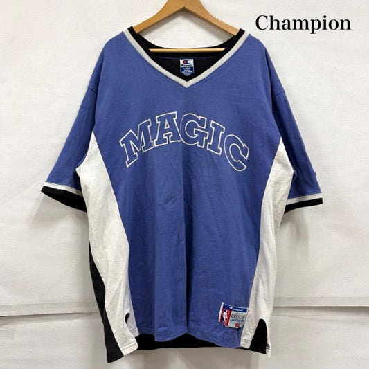 チャンピオン Champion トップス トップス 90s 00s 半袖 シューディングシャツ NBA ロゴ 刺繍 ユニホーム Vネック Tシャツ ヴィンテージ L ロゴ、文字 X 刺繍 青 / ブルー / blue X 白 / ホワイト / white X 黒 / ブラック / black メンズ USED 古着 中古 50164447