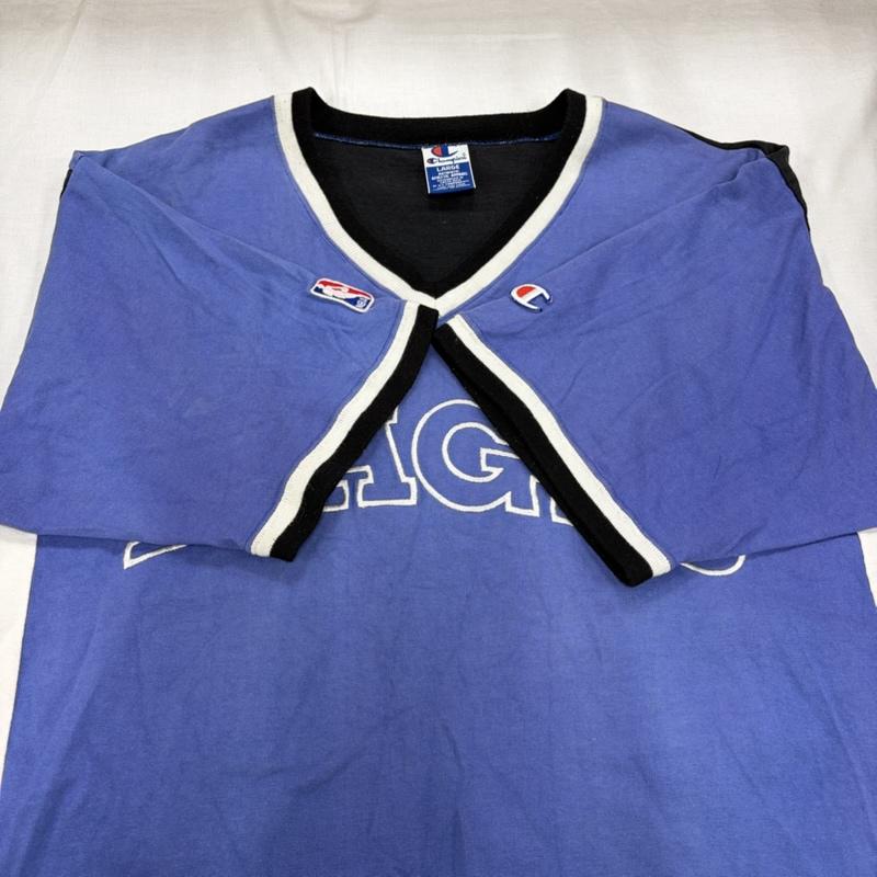 チャンピオン Champion トップス トップス 90s 00s 半袖 シューディングシャツ NBA ロゴ 刺繍 ユニホーム Vネック Tシャツ ヴィンテージ L ロゴ、文字 X 刺繍 青 / ブルー / blue X 白 / ホワイト / white X 黒 / ブラック / black メンズ USED 古着 中古 50164447
