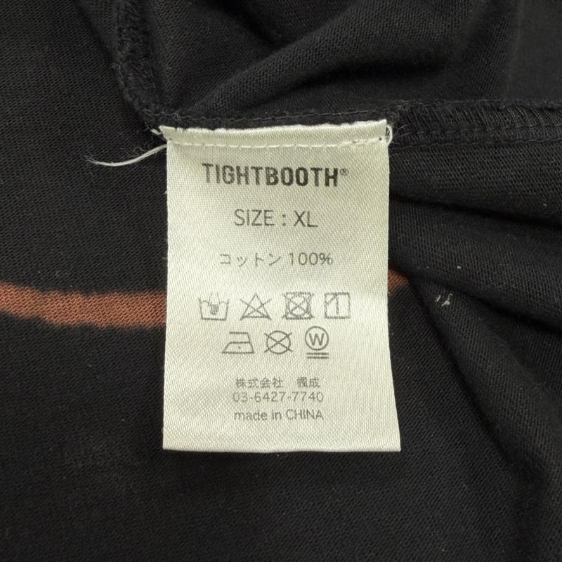 タイトブース TIGHTBOOTH Tシャツ 半袖 22ss 半袖 ボックスシルエット プリント ポケット ロゴ Tシャツ ブリーチ オーバーサイズ XL ロゴ、文字 X プリント 黒 / ブラック / black X 茶 / ブラウン / brown メンズ USED 古着 中古 50164448