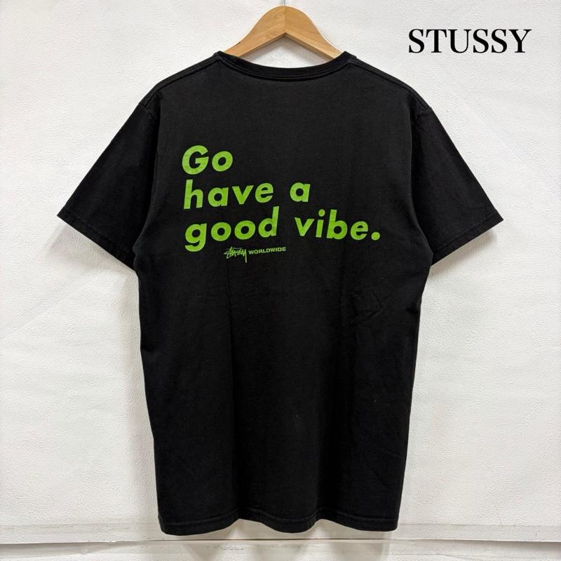 ステューシー STUSSY Tシャツ 半袖 半袖 メッセージ 両面プリント Tシャツ ロゴ WORLD WIDE L ロゴ、文字 X プリント 黒 / ブラック / black X 黄緑 / イエローグリーン / メンズ USED 古着 中古 50164450