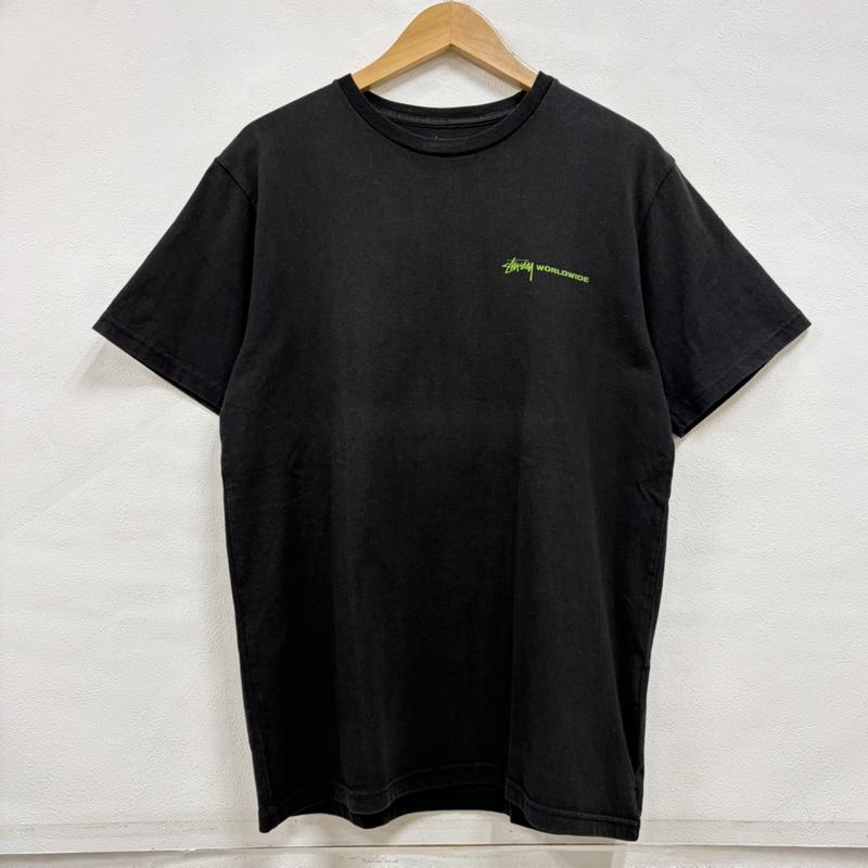 ステューシー STUSSY Tシャツ 半袖 半袖 メッセージ 両面プリント Tシャツ ロゴ WORLD WIDE L ロゴ、文字 X プリント 黒 / ブラック / black X 黄緑 / イエローグリーン / メンズ USED 古着 中古 50164450