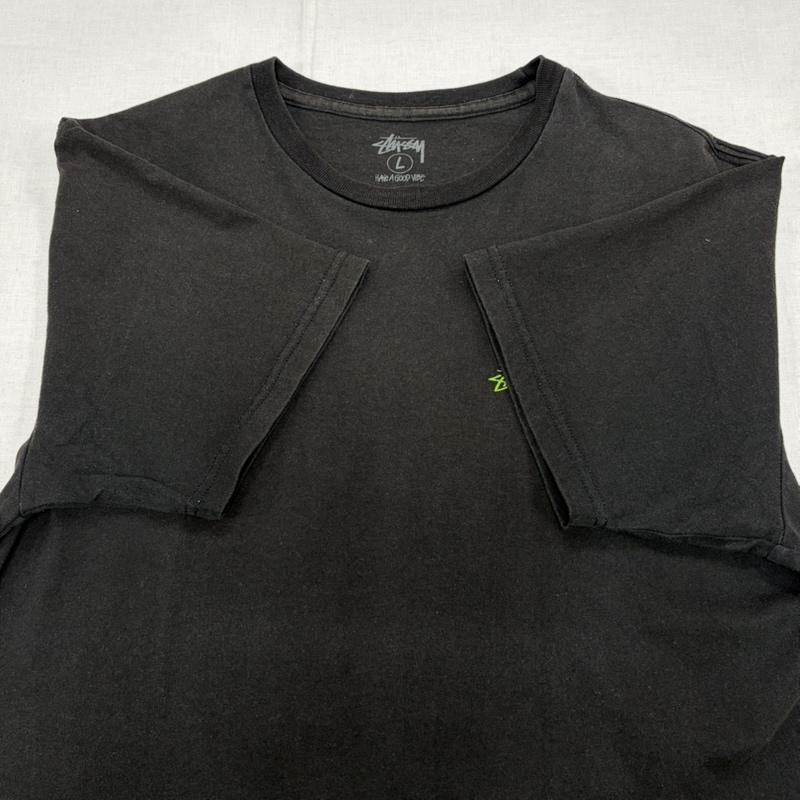 ステューシー STUSSY Tシャツ 半袖 半袖 メッセージ 両面プリント Tシャツ ロゴ WORLD WIDE L ロゴ、文字 X プリント 黒 / ブラック / black X 黄緑 / イエローグリーン / メンズ USED 古着 中古 50164450
