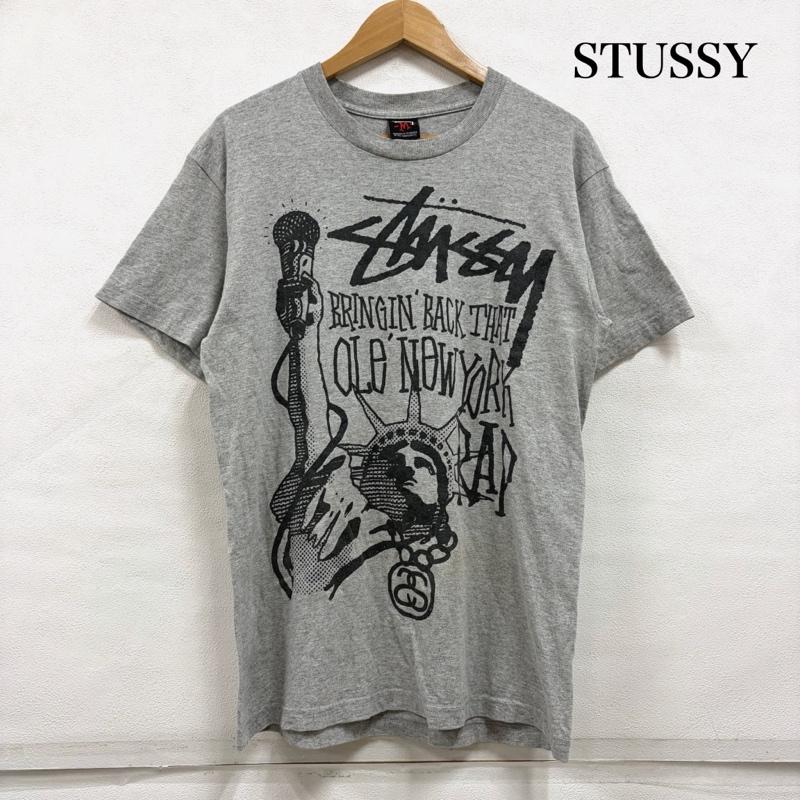 ステューシー STUSSY Tシャツ 半袖 OLD オールド 半袖 ロゴ 両面 グラフィック プリント Tシャツ メキシコ製 自由の女神 M ロゴ、文字 X プリント 灰 / グレー / gray X 黒 / ブラック / black メンズ USED 古着 中古 50164452