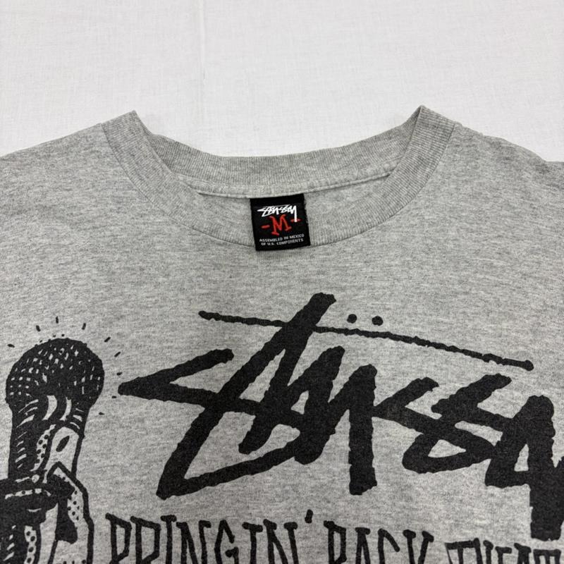 ステューシー STUSSY Tシャツ 半袖 OLD オールド 半袖 ロゴ 両面 グラフィック プリント Tシャツ メキシコ製 自由の女神 M ロゴ、文字 X プリント 灰 / グレー / gray X 黒 / ブラック / black メンズ USED 古着 中古 50164452