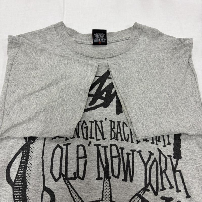 ステューシー STUSSY Tシャツ 半袖 OLD オールド 半袖 ロゴ 両面 グラフィック プリント Tシャツ メキシコ製 自由の女神 M ロゴ、文字 X プリント 灰 / グレー / gray X 黒 / ブラック / black メンズ USED 古着 中古 50164452