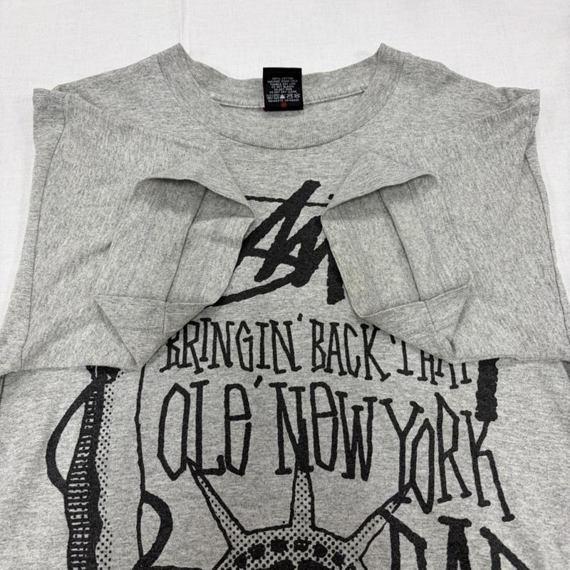 ステューシー STUSSY Tシャツ 半袖 OLD オールド 半袖 ロゴ 両面 グラフィック プリント Tシャツ メキシコ製 自由の女神 M ロゴ、文字 X プリント 灰 / グレー / gray X 黒 / ブラック / black メンズ USED 古着 中古 50164452