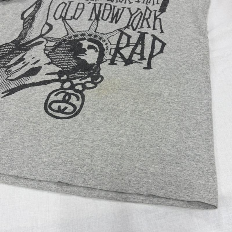 ステューシー STUSSY Tシャツ 半袖 OLD オールド 半袖 ロゴ 両面 グラフィック プリント Tシャツ メキシコ製 自由の女神 M ロゴ、文字 X プリント 灰 / グレー / gray X 黒 / ブラック / black メンズ USED 古着 中古 50164452