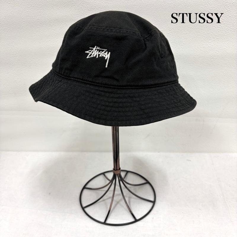ステューシー STUSSY 帽子 ハット フロント ロゴ 刺繍 バケット ハット - ワンポイント X ロゴ、文字 X 刺繍 黒 / ブラック / black X 白 / ホワイト / white メンズ USED 古着 中古 50164454