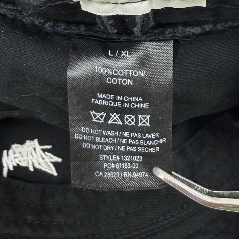 ステューシー STUSSY 帽子 ハット フロント ロゴ 刺繍 バケット ハット - ワンポイント X ロゴ、文字 X 刺繍 黒 / ブラック / black X 白 / ホワイト / white メンズ USED 古着 中古 50164454