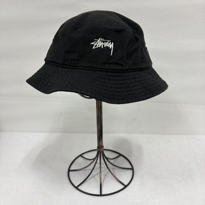 ステューシー STUSSY 帽子 ハット フロント ロゴ 刺繍 バケット ハット - ワンポイント X ロゴ、文字 X 刺繍 黒 / ブラック / black X 白 / ホワイト / white メンズ USED 古着 中古 50164454