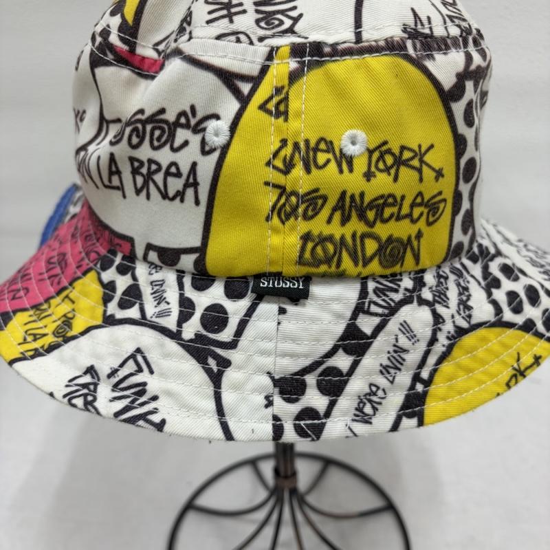 ステューシー STUSSY 帽子 ハット アメコミ プリント グラフィック ロゴ バケットハット カラフル - ロゴ、文字 X プリント マルチカラー / マルチカラー / multicolor メンズ USED 古着 中古 50164455