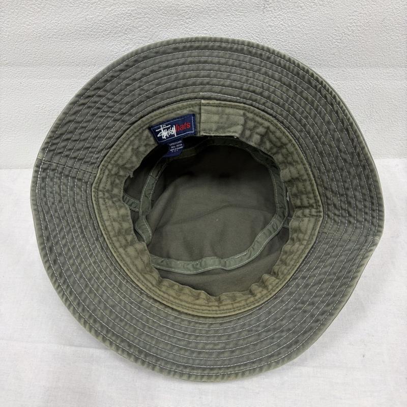 ステューシー STUSSY 帽子 ハット OLD オールド 90sフロント ロゴ 刺繍 バケットハット フェード L-XL ヴィンテージ - ロゴ、文字 X 刺繍 カーキ / カーキ / khaki X 白 / ホワイト / white メンズ USED 古着 中古 50164456