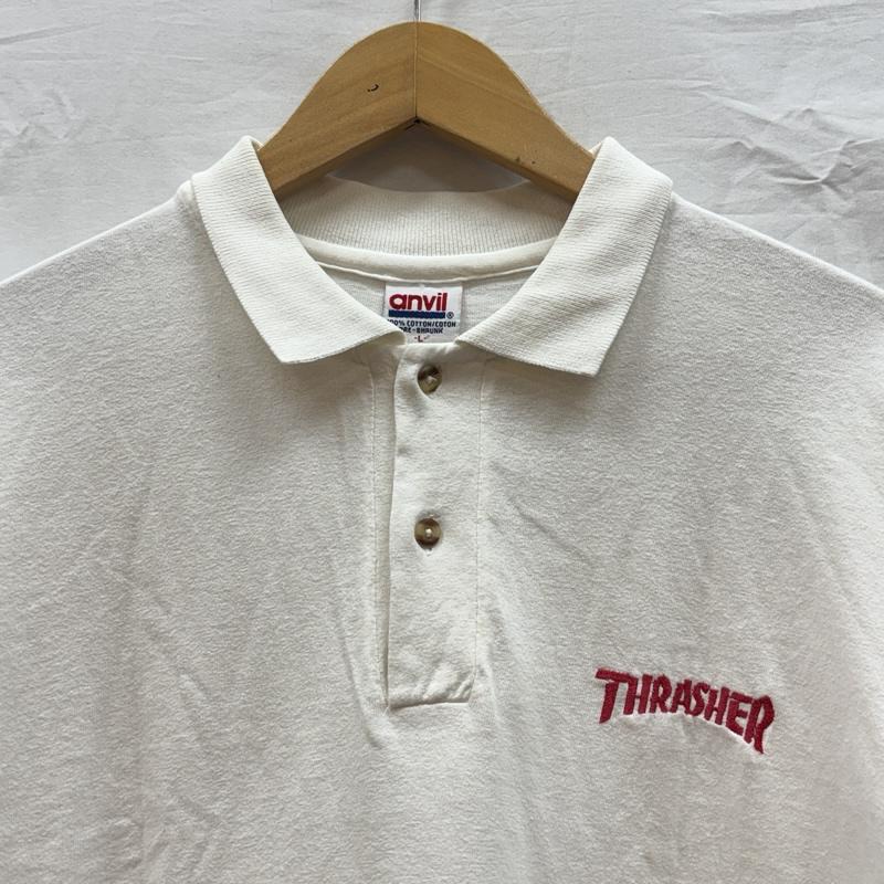 スラッシャー THRASHER ポロシャツ 半袖 anvil アンビル ボディ 半袖 コットン ポロシャツ L 白 / ホワイト / white メンズ USED 古着 中古 50164458