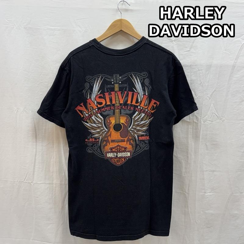 ハーレーダビッドソン Harley-Davidson Tシャツ 半袖 2014 SUMMER DEALER MEETING ナッシュビル ロゴ クルーネック 半袖 Tシャツ M 黒 / ブラック / black メンズ USED 古着 中古 50164461