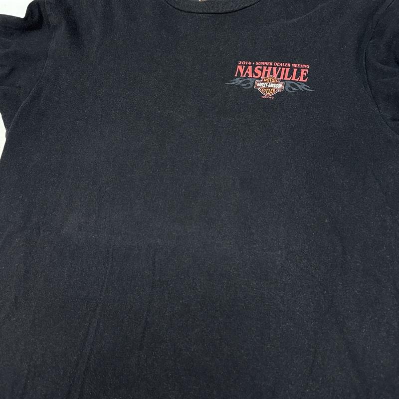 ハーレーダビッドソン Harley-Davidson Tシャツ 半袖 2014 SUMMER DEALER MEETING ナッシュビル ロゴ クルーネック 半袖 Tシャツ M 黒 / ブラック / black メンズ USED 古着 中古 50164461
