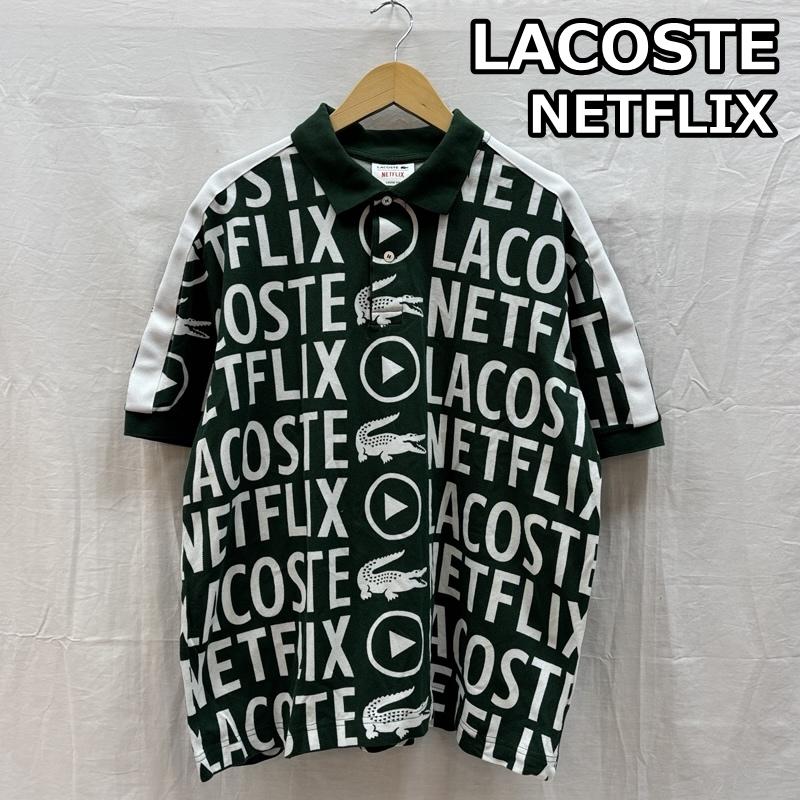 ラコステ LACOSTE ポロシャツ 半袖 PH7046 NETFLIX ネットフリックス コラボ 総柄 鹿の子 ポロシャツ 4 メンズ USED 古着 中古 50164466
