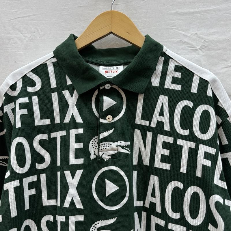 ラコステ LACOSTE ポロシャツ 半袖 PH7046 NETFLIX ネットフリックス コラボ 総柄 鹿の子 ポロシャツ 4 メンズ USED 古着 中古 50164466