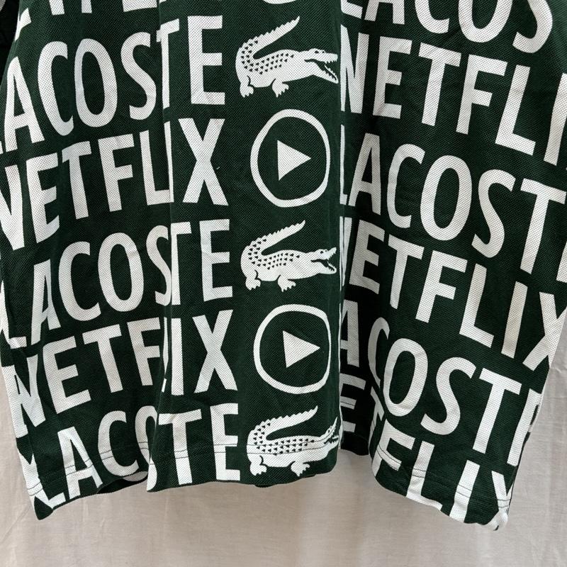 ラコステ LACOSTE ポロシャツ 半袖 PH7046 NETFLIX ネットフリックス コラボ 総柄 鹿の子 ポロシャツ 4 メンズ USED 古着 中古 50164466