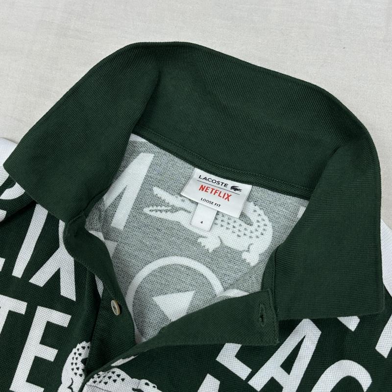 ラコステ LACOSTE ポロシャツ 半袖 PH7046 NETFLIX ネットフリックス コラボ 総柄 鹿の子 ポロシャツ 4 メンズ USED 古着 中古 50164466