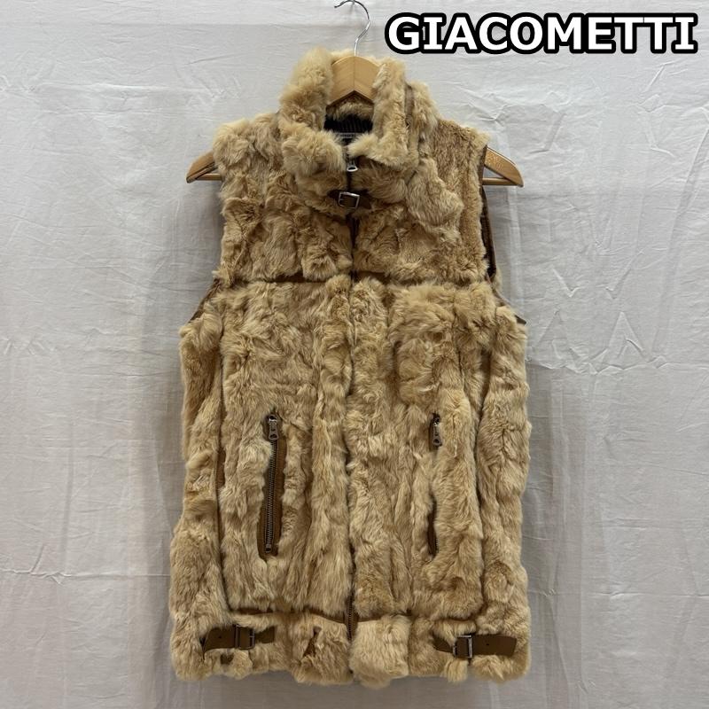 ジャコメッティ GIACOMETTI ベスト ベスト レッキス ファー スタンドカラー ノースリーブ ベスト ジャケット ダブルジップ 3 メンズ USED 古着 中古 50164468