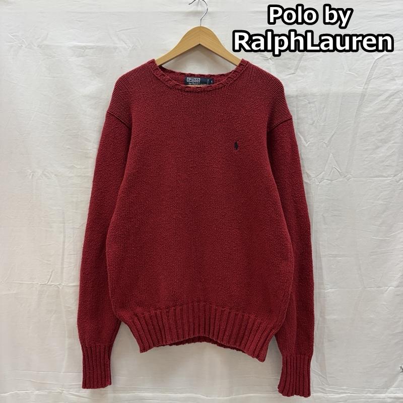 ポロバイラルフローレン Polo by RALPH LAUREN ニット、セーター 長袖 クルーネック コットン ニット セーター 中国製 M 赤 / レッド / red メンズ USED 古着 中古 50164469