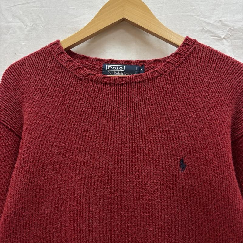 ポロバイラルフローレン Polo by RALPH LAUREN ニット、セーター 長袖 クルーネック コットン ニット セーター 中国製 M 赤 / レッド / red メンズ USED 古着 中古 50164469