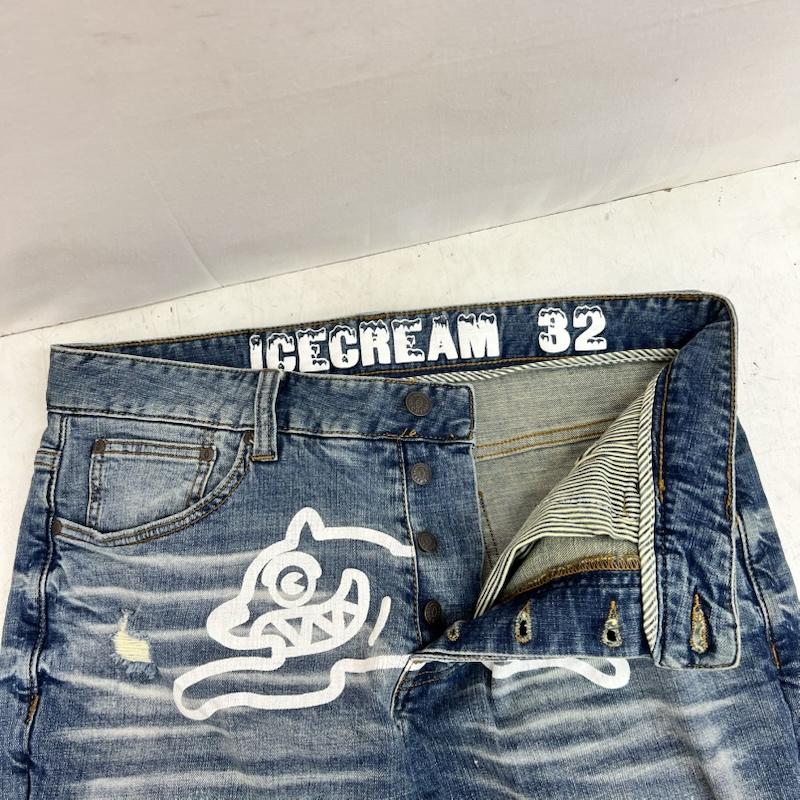 アイスクリーム ICECREAM パンツ ショートパンツ Running Dog ダメージ加工 デニム ショートパンツ BBC 32インチ メンズ USED 古着 中古 50164476