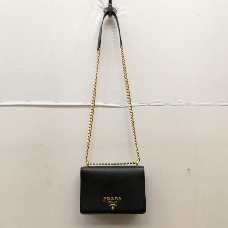 プラダ PRADA ショルダーバッグ ショルダーバッグ サフィアーノ レザー チェーン ゴールド 金具 ショルダーバッグ 1BD133 - 黒 / ブラック / black X 金 / ゴールド / gold color レディース USED 古着 中古 50164498