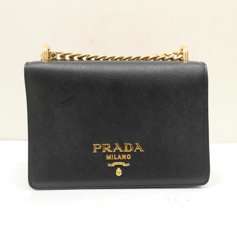 プラダ PRADA ショルダーバッグ ショルダーバッグ サフィアーノ レザー チェーン ゴールド 金具 ショルダーバッグ 1BD133 - 黒 / ブラック / black X 金 / ゴールド / gold color レディース USED 古着 中古 50164498