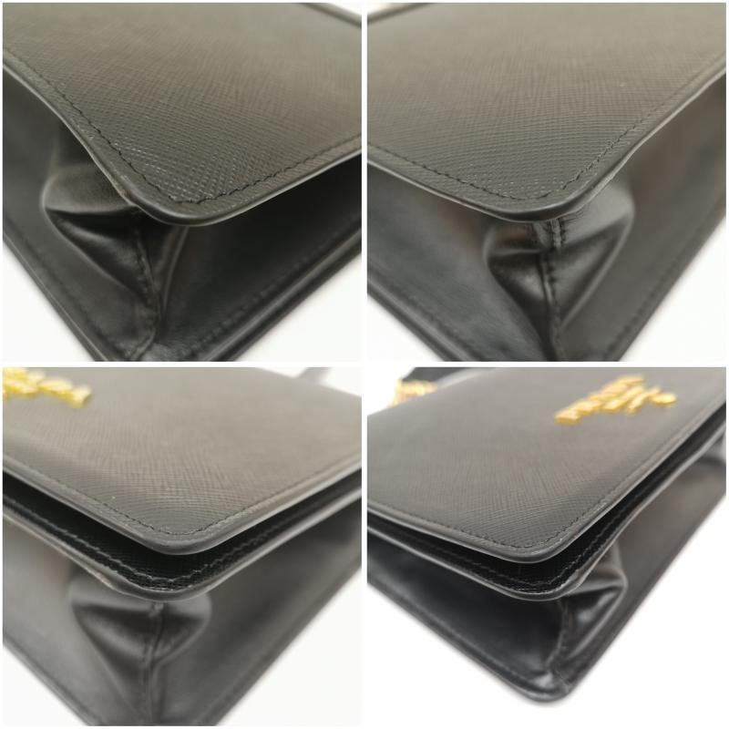 プラダ PRADA ショルダーバッグ ショルダーバッグ サフィアーノ レザー チェーン ゴールド 金具 ショルダーバッグ 1BD133 - 黒 / ブラック / black X 金 / ゴールド / gold color レディース USED 古着 中古 50164498