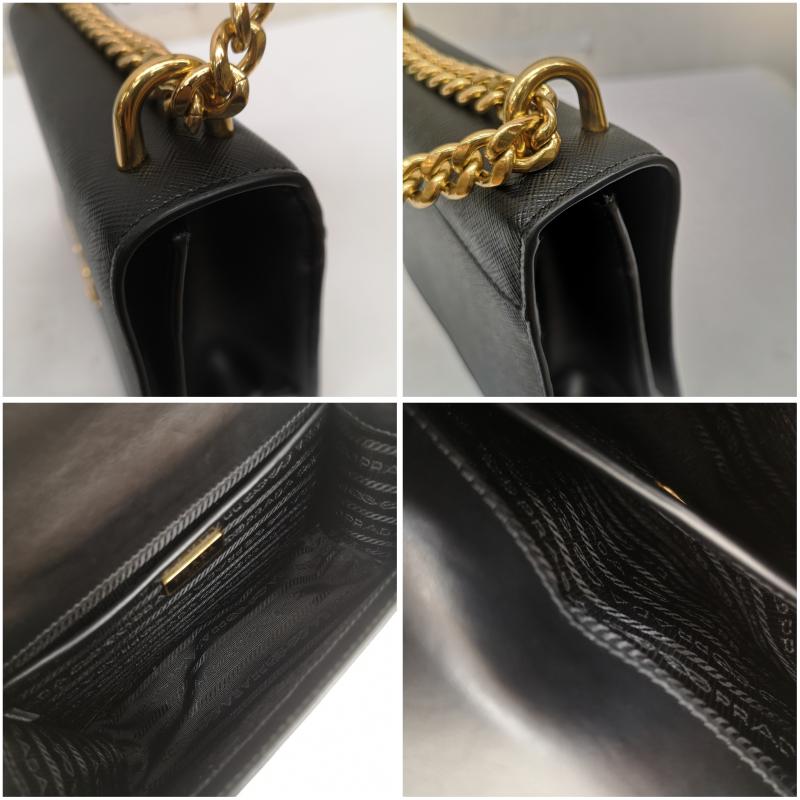 プラダ PRADA ショルダーバッグ ショルダーバッグ サフィアーノ レザー チェーン ゴールド 金具 ショルダーバッグ 1BD133 - 黒 / ブラック / black X 金 / ゴールド / gold color レディース USED 古着 中古 50164498