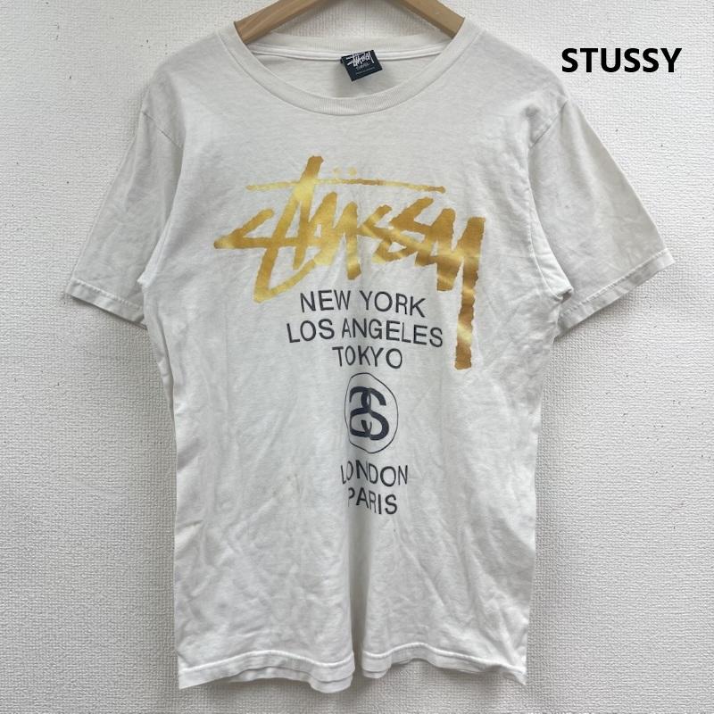 ステューシー STUSSY Tシャツ 半袖 00s World Tour ゴールドカラー ロゴ グラフィック プリント Tシャツ S 白 / ホワイト / white メンズ USED 古着 中古 50164522