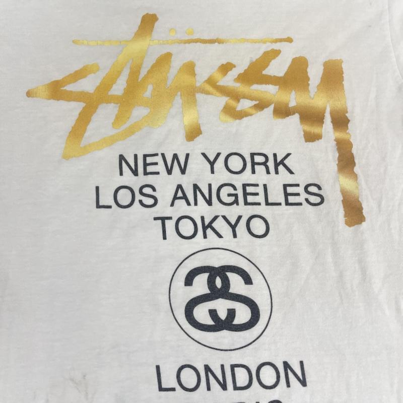 ステューシー STUSSY Tシャツ 半袖 00s World Tour ゴールドカラー ロゴ グラフィック プリント Tシャツ S 白 / ホワイト / white メンズ USED 古着 中古 50164522
