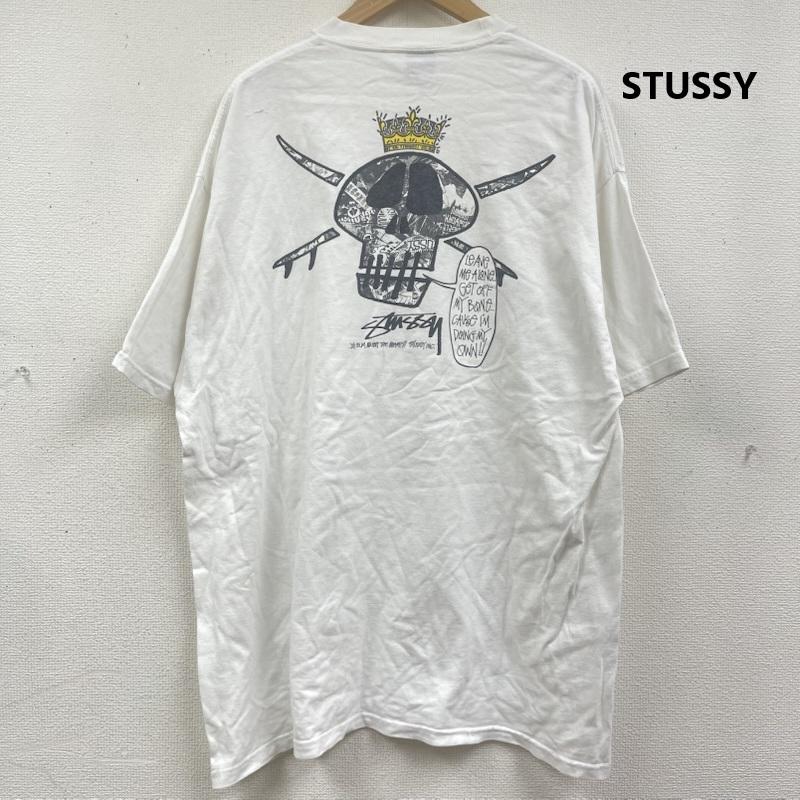 ステューシー STUSSY Tシャツ 半袖 00s OLD STUSSY CROWN SKULL プリント Tシャツ XL 白 / ホワイト / white メンズ USED 古着 中古 50164533
