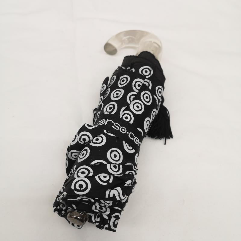 コムデギャルソン COMME des GARCONS ファッション小物 傘 10 Corso Como サークルプリント 折り畳み 傘 パラソル - 白 / ホワイト / white X 黒 / ブラック / black メンズ USED 古着 中古 50164540