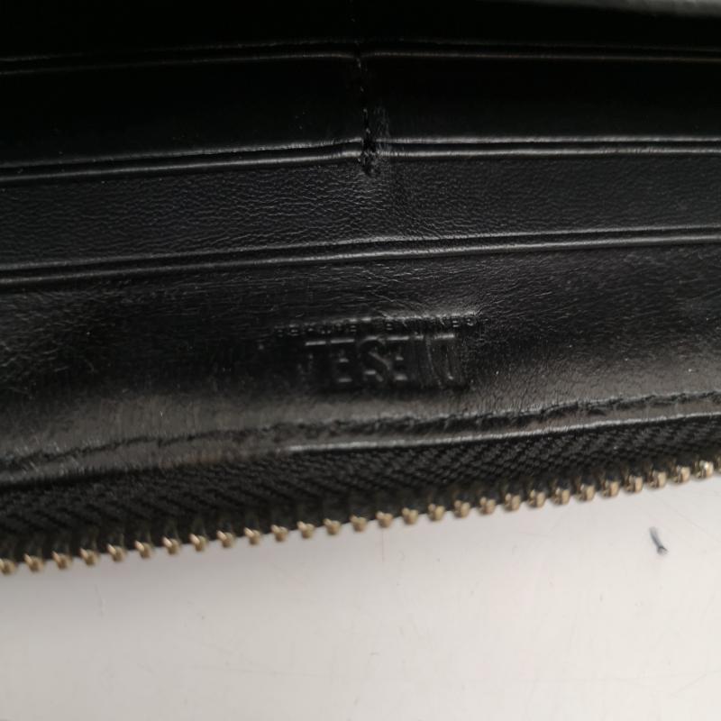 ディーゼル DIESEL 財布 長財布 ラウンドファスナー 長財布 エンボス D 立体 ロゴ - 黒 / ブラック / black メンズ USED 古着 中古 50164542