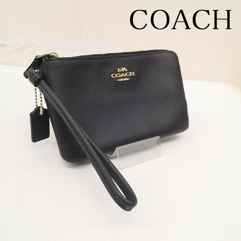 コーチ COACH ポーチ ポーチ クロスグレイン レザー コーナー ジップ リストレット ポーチ - 紺 / ネイビー / navy レディース USED 古着 中古 50164544