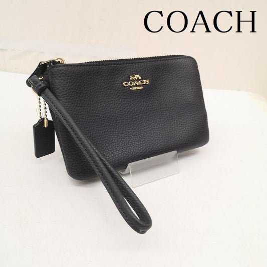 コーチ COACH ポーチ ポーチ クロスグレイン レザー コーナー ジップ リストレット ポーチ - 紺 / ネイビー / navy レディース USED 古着 中古 50164544