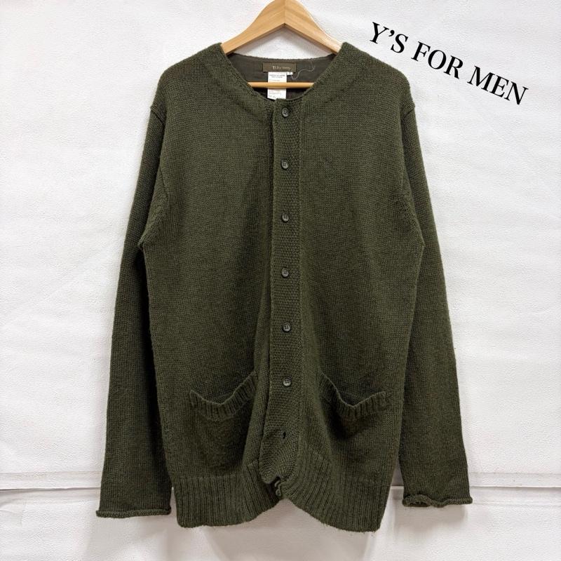 ワイズフォーメン Y s for men ニット、セーター 長袖 Yohji Yamamoto ヨウジヤマモト フロント ポケット カーディガン ニット 日本製 3 無地 カーキオリーブ / カーキオリーブ / メンズ USED 古着 中古 50164549