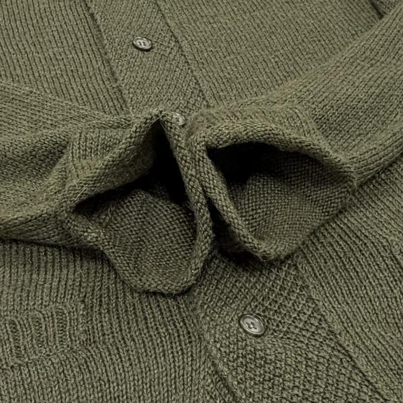 ワイズフォーメン Y s for men ニット、セーター 長袖 Yohji Yamamoto ヨウジヤマモト フロント ポケット カーディガン ニット 日本製 3 無地 カーキオリーブ / カーキオリーブ / メンズ USED 古着 中古 50164549