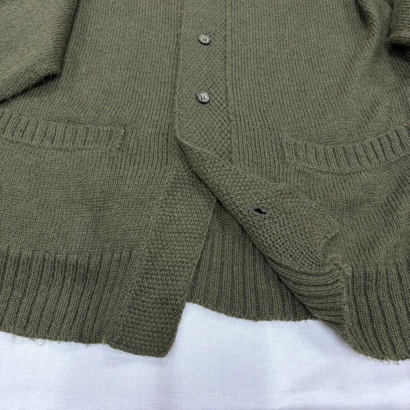 ワイズフォーメン Y s for men ニット、セーター 長袖 Yohji Yamamoto ヨウジヤマモト フロント ポケット カーディガン ニット 日本製 3 無地 カーキオリーブ / カーキオリーブ / メンズ USED 古着 中古 50164549