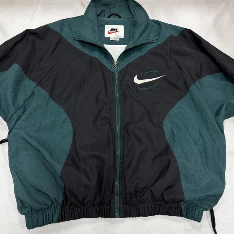 ナイキ NIKE ジャケット、上着 ジャンパー、ブルゾン 90s ナイロンジャケット ジップアップ ロゴ 刺繍 カラーブロック デザイン ヴィンテージ M ロゴ、文字 緑 / グリーン / green X 黒 / ブラック / black X 白 / ホワイト / white メンズ USED 古着 中古 50164552