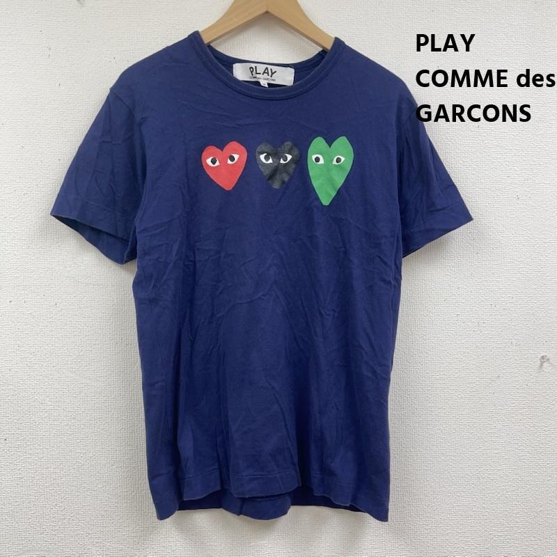 プレイコムデギャルソン PLAY COMME des GARCONS Tシャツ 半袖 日本製 3連ハート ロゴ プリント Tシャツ az-t186 M 紺 / ネイビー / navy メンズ USED 古着 中古 50164561